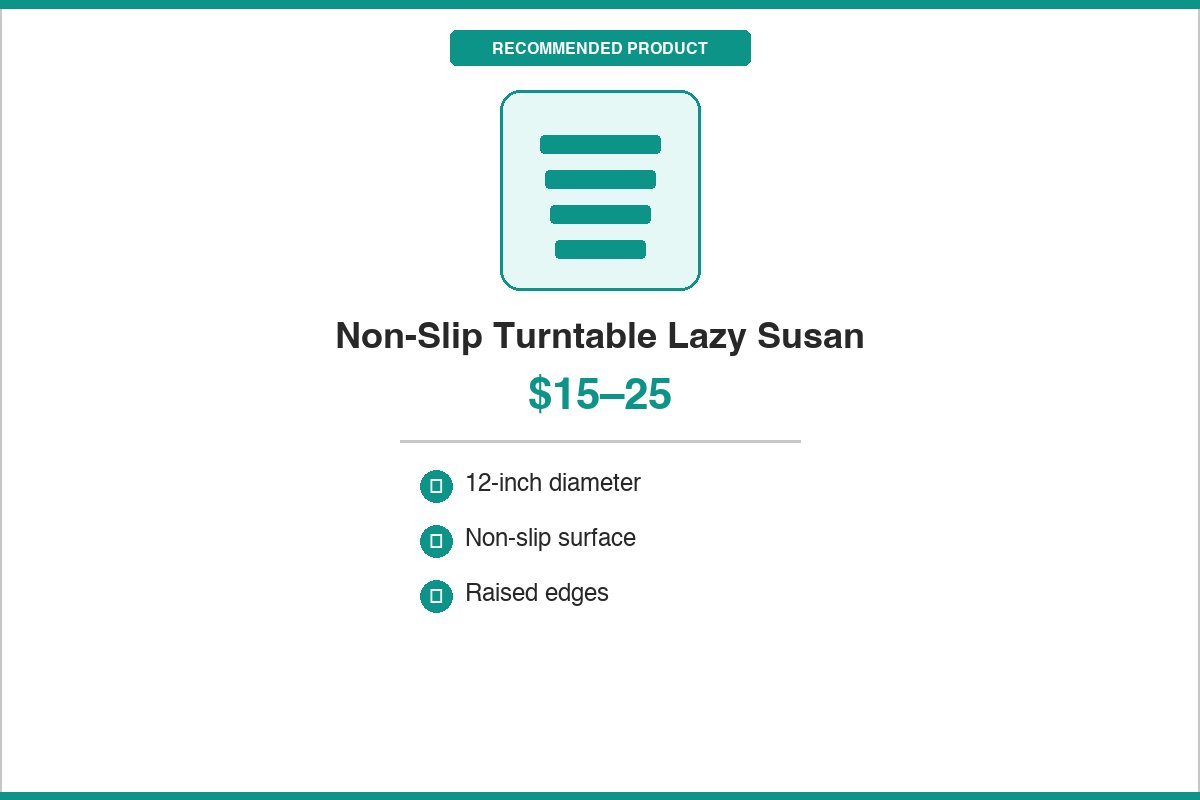Non-slip turntable lazy Susan for deep pantry shelves