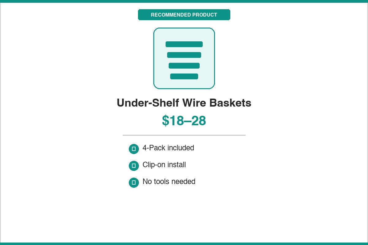 Wire under-shelf hanging baskets for extra pantry storage