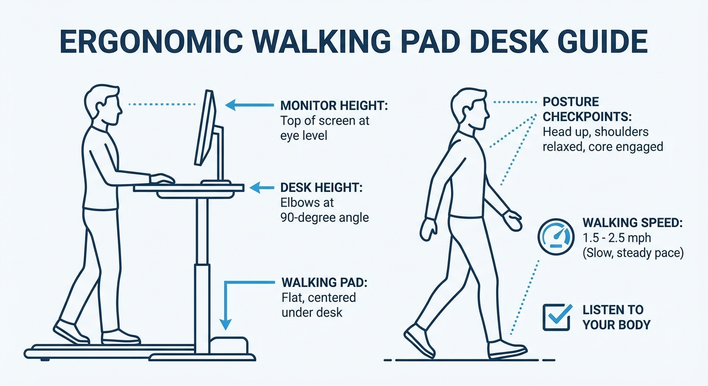 Infographic of ideal desk-walking speeds for different work tasks.
